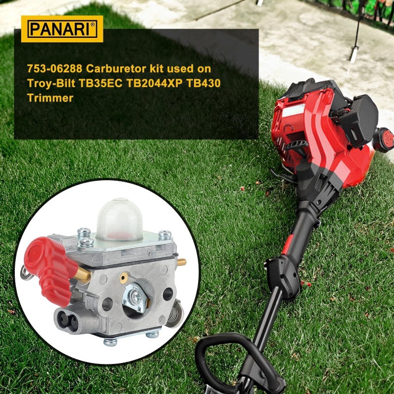 Panari 753-06288 Carburetor for Troy-Bilt TB225 TB2MB TB430 TB35EC TB2040XP TB2044XP Murray M2560 MS2550 MS2560 String Trimmer Weedeater MTD Remington RM430 Blower - Image 2